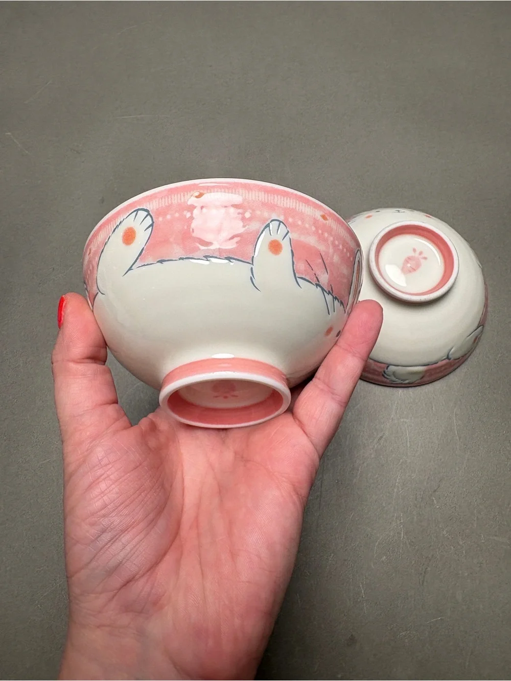 Pink Bunny Ceramic Rice Bowl - Cute Ceramic Dinnerware